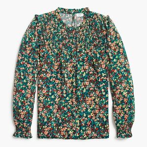 J.Crew Floral Ruffle Neck Blouse Size Medium